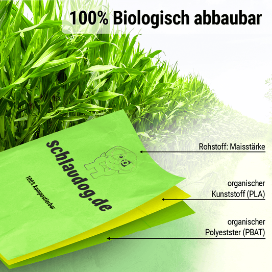 schlaudog Kotbeutel - 100% biologisch abbaubar, reißfest und tropfsicher